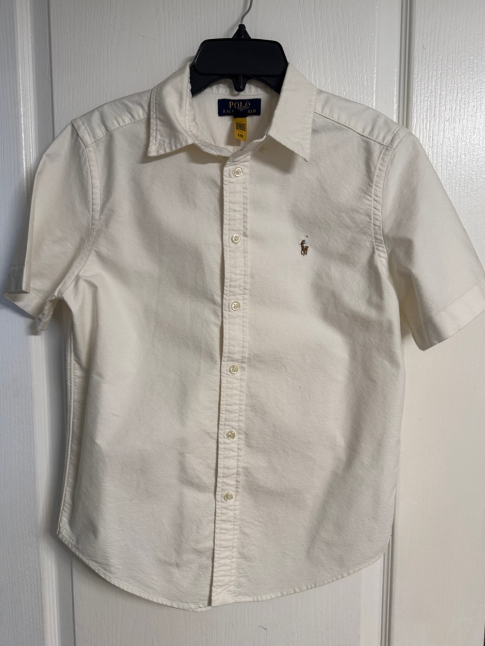 Kids boys Polo by Ralph Lauren Off-White Short-Sleeve Button-Down Shirt, 14/16
